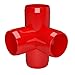 FORMUFIT 1/2” 4-Way Tee Furniture Grade PVC Fitting in Red, Made in USA, UV-Resistant, Impact-Proof, 0.840” Actual Socket Diameter (Pack of 10) - F0124WT-RD-10