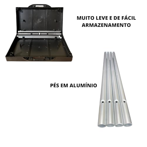 Mesa Vira Maleta Dobrável Churrasco Preta Camping Portátil Praia Pés De Alumínio Com Alça Retângular