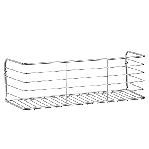 Mdesign Wide Metal Wall Mount Decor Storage Organizer Display Shelf - Hang In Bathroom, Kitchen, Entryway, Hallway, Mudroom, Bedroom, Laundry Room - Concerto Collection, 2 Pack - Chrome #TOP7