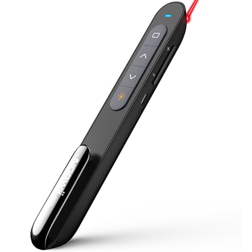 norwii n76 rechargeable presentation clicker with pointer long range presentation remote wireless presenter for powerpoint presentations slide control black with red light