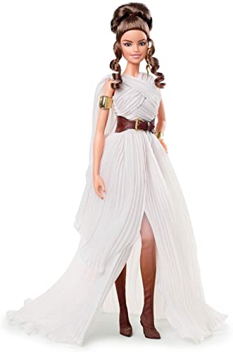 Barbie Collector Star Wars Rey x Doll (~12-inch) Wearing Gown and Accessories, with Doll Stand and Certificate of Authenticity