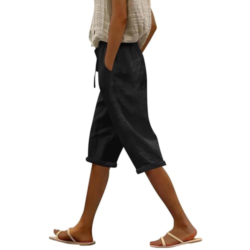 Pantalon court décontracté avec taille élastique stretch pour un confort absolu