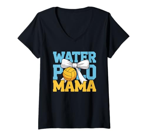 Mujer Water Polo Mom Bow Water Polo Mom Día De La Madre Camiseta Cuello V
