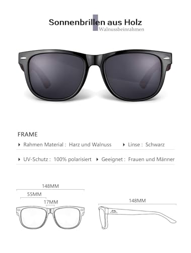 Polarized Wooden Sunglasses for Men: UV400 Anti-Glare Lenses - Fashion Eyewear Best Gift for Holidays/Anniversaries2
