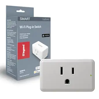 Legrand Radiant Wi-Fi Matter Smart Plug 15A, Effortless Setup, Enhanced Compatibility with Apple HomeKit, Google Home, Alexa & SmartThings, Easy Wi-Fi Connectivity with Matter, WWMP10 Pack of 1