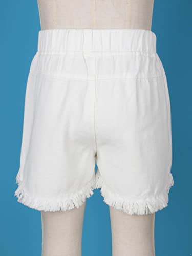 Linjinx Girls Kids Summer Loose Fit Tassel Hem Frayed Raw Hem Denim Pants for Hiking Jogging Dancing Tumbling4