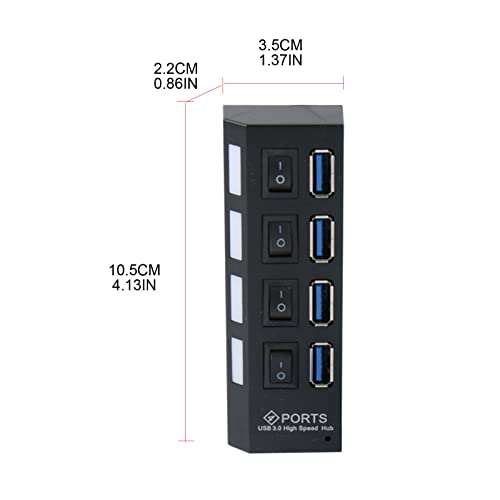 yungluner USB 3.0 Splitter 4 Port USB Data Hub with Power Adapter and One Charging Port Individual On/Off Switches and Lights USB Hub 3.0 Splitter - Thumbnail 3