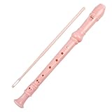 Soprano Recorder Descant Flauta Recorder 8 Hole ABS Clarinet German Style Treble flute C Key for Kids Children With Fingering Chart Instructions with Cleaning Rod Bag pink (Pink)