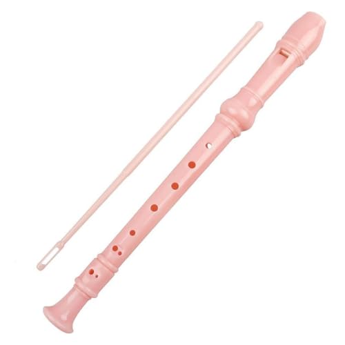 Soprano Recorder Descant Flauta Recorder 8 Hole ABS Clarinet German Style Treble flute C Key for Kids Children With Fingering Chart Instructions with Cleaning Rod Bag pink (Pink)
