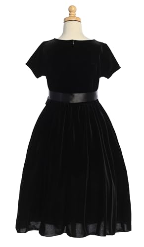 Made in USA - Velvet Girls Black Dress - Black Christmas Dress Girls - Black Flower Girl Dress - Vestido Negro para Niña4