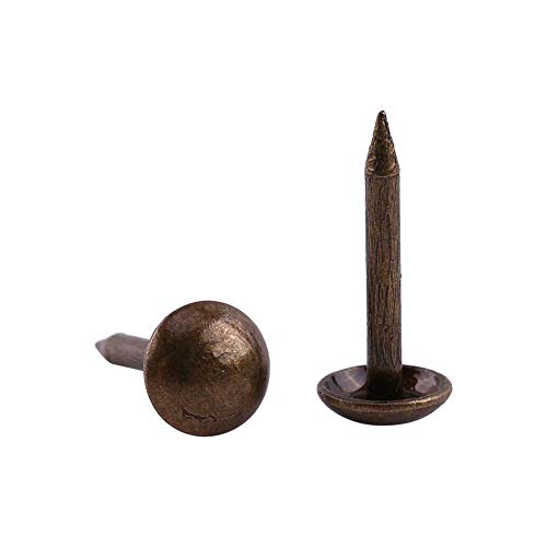 Fdit 100Pcs Upholstery Nails Antique Brass Finish Upholster Nails Pins Furniture Tacks for Upholstered Furniture Cork Board or DIY Projects(6 * 14mm-glossy) - Image 3