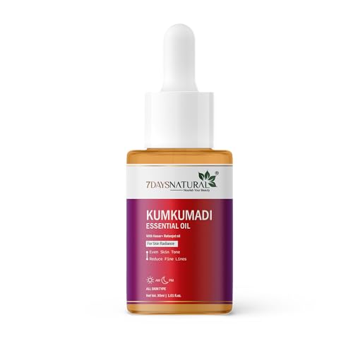 7 Days Kumkumadi Face Glowing Oil For Soothing & Moisturizing, With 20 Natural Ingredients for Brightening, Moisturize Radiance Glow Sulfate Free Paraben Free - 30ml