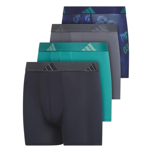 Image of adidas youth Performance Microfiber Boxer Briefs (4-pack Or 3-pack) Kids Graphic Underwear