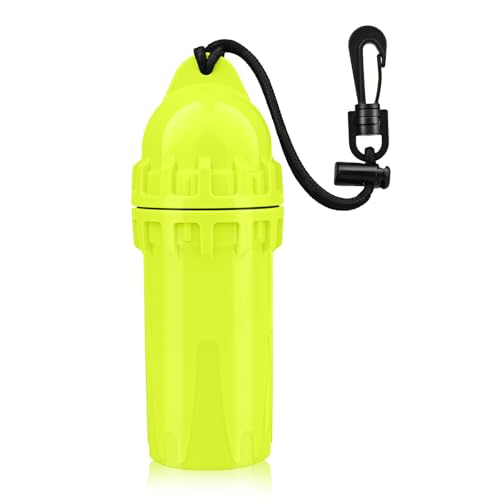 Waterproof Diving Dry Box, Scuba Storage Container with Clip, Secure Cylindrical Seal Bottle Dry Capsule Case for Snorkeling, Kayaking, Boating-Protect Keys, Cash, Sunglasses, and Essential (Yellow)