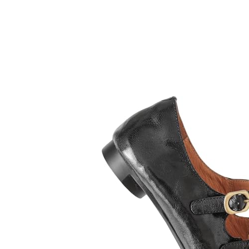 TinaCus Women's Handmade Genuine Leather Double Buckles Square Toe Casual Flat Mary Jane3