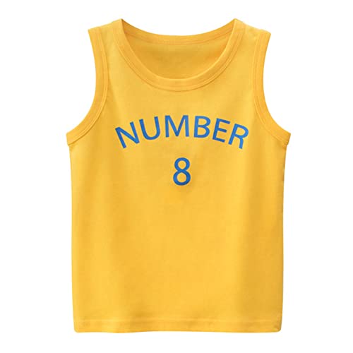 Zanjkr Camisetas de treino para meninos, crianças pequenas, bebês, meninos, letra número 8, sem mang
