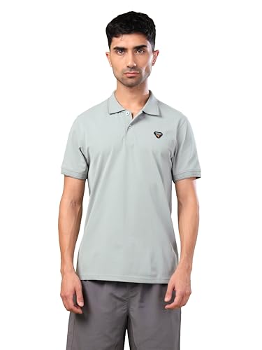 Image of TECHNOSPORT Men's Regular Fit Half Sleeve Polo T-Shirt with Collar, ELASTO Plus Quick Dry Moisture Wicking Polo Tee for Gym Sports Golf and Casual Wear