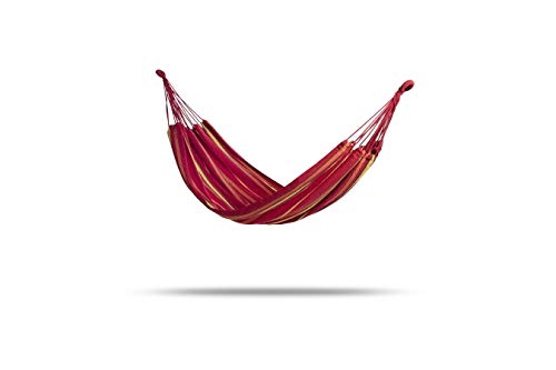 909 OUTDOOR Hamaca Colgante Roja de Algodón, Hamacas Portables para Jardín y Acampar, 2 Mosquetónes, Cuerda de Nylon y Bolsa, 1 Persona Cover