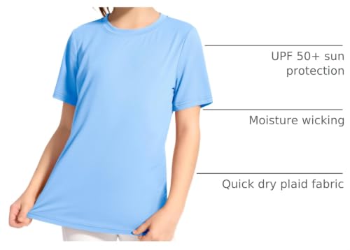 Image of KEREDA Girls Athletic Shirts Quick Dry T Shirts Summer UPF 50+ Tops 3 Pack
