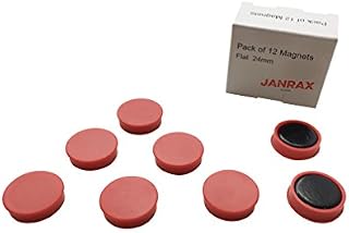 Janrax Pack of 12 Blue Round Flat Magnets - 24mm Whiteboard Office Fridge
