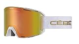 Cébé Slider Masque de Ski Mixte, White Gold Shiny-PC Vario Perfo Amber Flash Red, Medium-Large