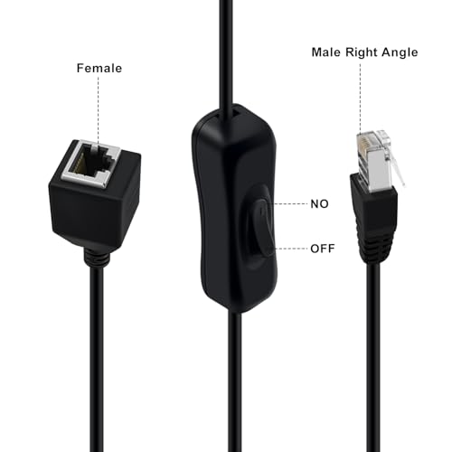 HuaLiSiJi Cat6e Ethernet Extension Cable with On/Off Switch 1000Mbps High Speed RJ45 Male to Female Cable (Straight, 0.6 m) - Image 2