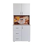 Anzahl Türen: 3 HTI-Line Küchenbuffet Blanca Küchenschrank Hochschrank Bistro Sonoma Weiß