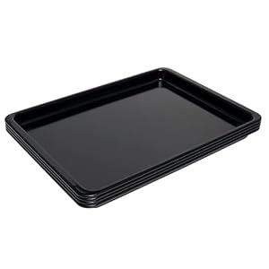 ProCook Enamel Baking Tray Set – 4 Piece, Black Carbon Steel Non Stick Oven Tin Pans, 41 x 31 x 2.5cm – Scratch Resistant Bakeware