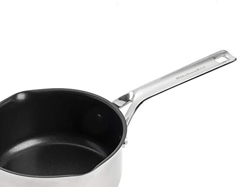 KitchenAid Stainless Steel 3-Layer Non-Stick 16 cm/1.5 Litre Saucepan, Clad, Induction, Oven Safe, Silver