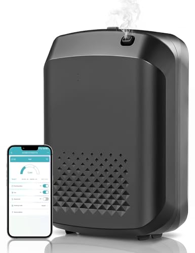 Waterless Diffuser for Essential Oil,Xkimos Smart APP Control Scent Aroma Diffuser,5 Fragrance Levels,400ML,7 Day Timer,Wall Mounted & Desktop,Essential Oil Diffuser forMajlis,Home,Office,Car,Black
