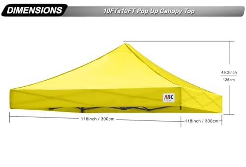 Image of ABCCANOPY Replacement Canopy Top for Pop Up Canopy Tent 10x10 Yellow