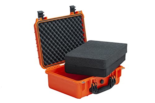 Image of MEIJIA All Weather IP67 Waterproof Hard Camera Case,Hard Protective Case,Hard Case with Customizable Foam,Fit Use of Drones,Camera,Equipments,Pistols(Orange,15.98x12.99x6.85inches)