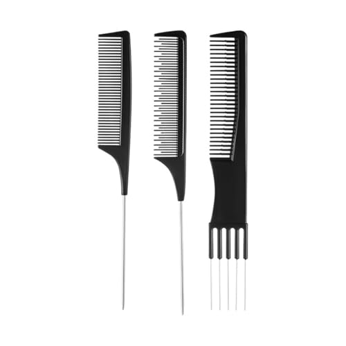 Peigne, 3 Pcs Peigne Cheveux, Peigne Fin Cheveux, Peigne de Queue Rat, Peigne de Coupe Cheveux Fibre Carbone Peigne, Peigne de Coiffure Antistatique Résistant