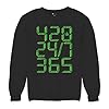 Tee Hunt 420 24 7 365 Smoke Weed Sweatshirt Leaf Marijuana Cannabis Green Herb Smoker