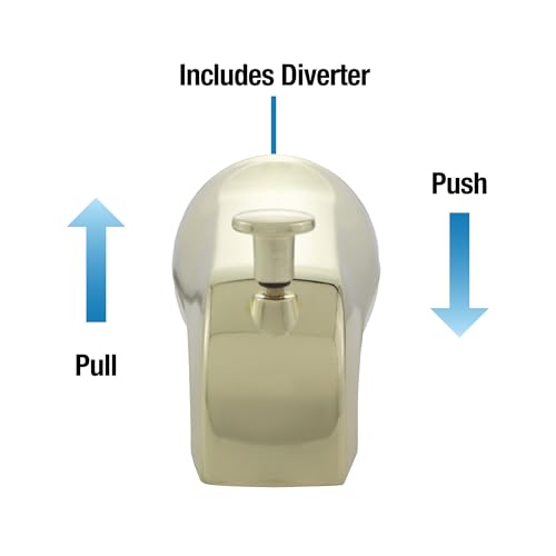 DANCO Universal Tub Spout with Diverter, Polished Brass, 1-Pack (89265)