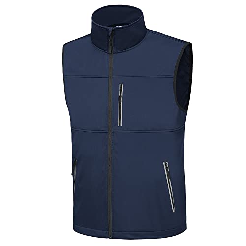 Fitst4 Men's Golf Vest 7 Pockects Lightweight Reflective Softshell Vest Windproof Outerwear Sleeveless Jacket For Running Hiking Walking Travel Sports Navy Xxxl #TOP28