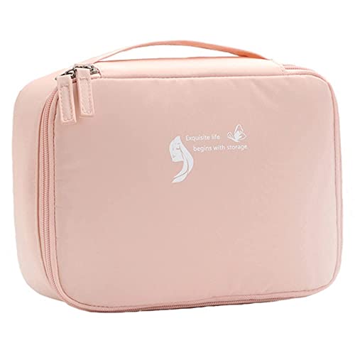 Seagull flight of fashion Cosmetic Organizer Bag, Makeup Pouch with Dividers for Home and Travel, Makeup Organiser for Brushes, Toiletries, Cosmetics for Women – 24 x 17 x 7 cm – Pink