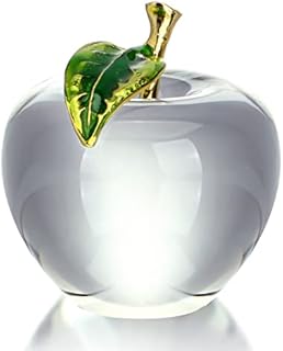 H&D HYALINE & DORA Crystal Apple Paperweight Ornament,Glass Fruit Collectible Figurine with Gift Box