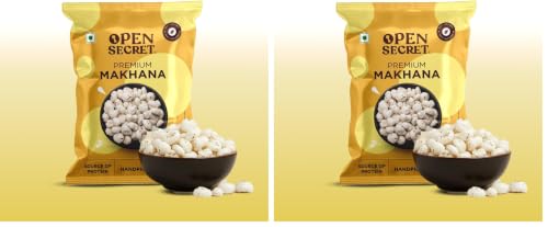 Image of Open Secret Makhana | 200g | Phool Makhana, Foxnuts, Lotus Seeds for Eating, Premium Raw Plain Phool Makhana, Snacks Rich in Protein, Fiber and Minerals, Plain Flavoured (Pack of 2)