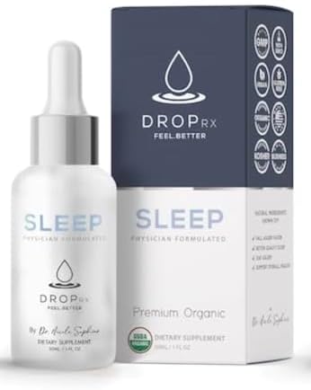 DropRx Sleep by Dr. Nicole Saphier – Melatonin Drops with Passion Flower, Ashwagandha & Magnolia Bark Extract – Organic, Non-GMO, Vegan, Gluten-Free, Kosher – Made in USA (2 Fl Oz)