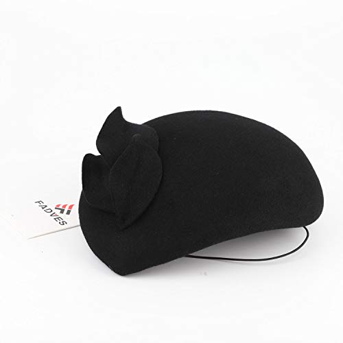 Vintage Women's Fascinators Wool Felt Pillbox Hat Ladies Hats for Church Derby Party Wedding Teardrop Hat Flower Fedoras