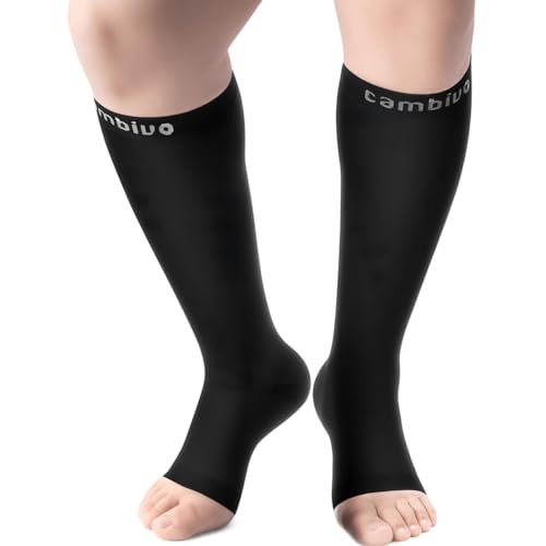 Medizinische Kompressionsstrümpfe Damen und Herren, Kompressionssocken Thrombosestrümpfe Offene Spitze, Stützstrümpfe 20-30 mmHg Klasse 2 für Krampfadern, Schwangerschaft, Reise, Alltag