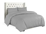 Sapphire Collection Plain Duvet Cover With Pillow Cases Non Iron Percale Quilt Cover Bedding Bedroom Set (Single, Silver)