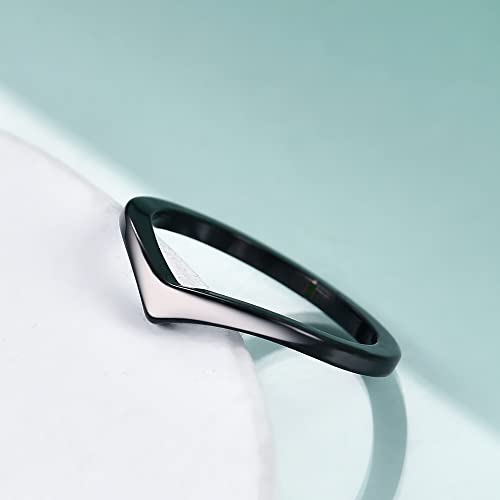 MYNENEY Pointed Classical Simple Plain Promise Ring,Stainless Steel Thin Wedding Band Rings For Women4