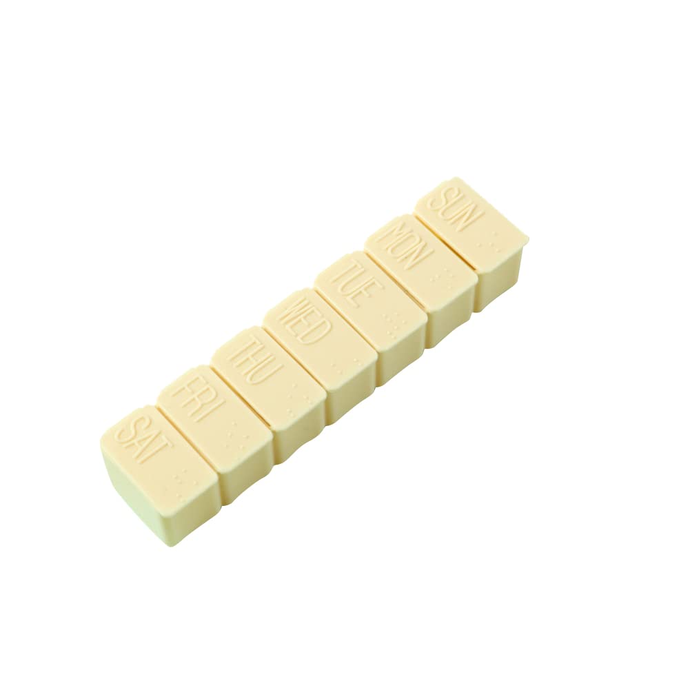 Tablettenbox, 3 Stück, 7-Tage-Pillendosen, 7 Fächer, leicht zu öffnen, Medikamentenspender, Nahrungsergänzungsmittel und Medikamente(Beige)
