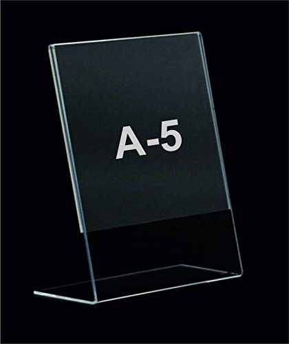 Image of A-5 Acrylic Display Stand and Sign Holder L Shape Menu Display (A-5 Portrait) 8.5 inchx 6 inch Inches 3MM Imported Cast Acrylic Pack of 3