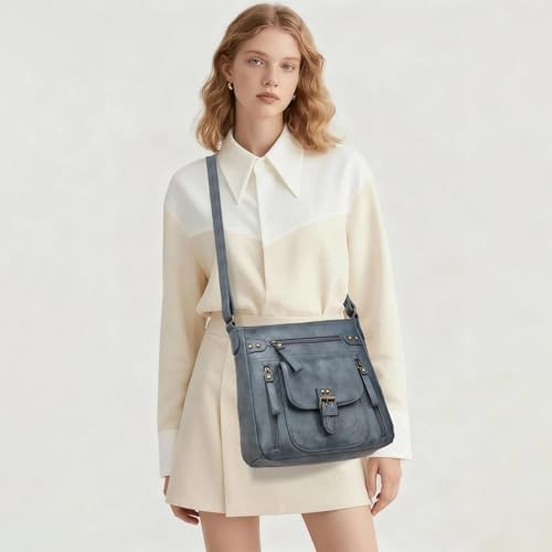 Image of Crossbody Bags for Women Medium PU Leather Multi Pocket Shoulder Purses