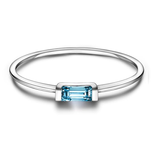 Helonley S925 Sterling Silver Birthstone Stackable Rings for Women Mother with Cubic zirconium Mom Ring Mother's Day Jewelry Gifts for Wife (Birthstone Mar., 5)