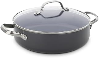 GreenPan Valencia Pro Hard Anodised Healthy Ceramic Non-Stick 26 cm/3.6 Litre Sauté Pan with Lid and Side Handles, PFAS-Free, Induction, Oven Safe, Grey