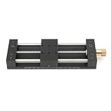 Linearer Schiebetisch, eindimensionale Übersetzungsstufe mit Anti-Rückschlagmutter für optische Experimentmessung, schwarze Farbe, 75 mm Bereich (0–120 mm mit Sockel)